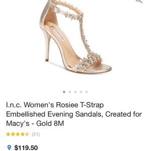INC Rosiee t-strap heels in Gold. Size 8.